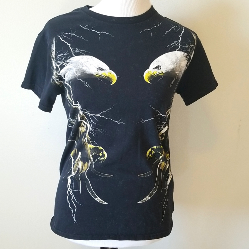 Epic Eagle and Lightning Black Tee Small unisex